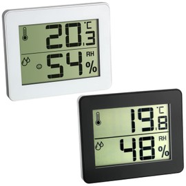 TFA 30.5027 Digital Thermometer Hygrometer Ultra-Flat Room Climate Control (Set of 2, White + Black)