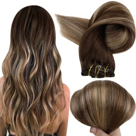 Full Shine Blonde Clip in Hair Extensions Human Hair 16 Inch Clip in Extensions Highlighhted Clip in Human Hair 16 Dark Ash Blonde Mix 22 Blonde Remy Human Hair Double Weft 120 Gram 7Pcs