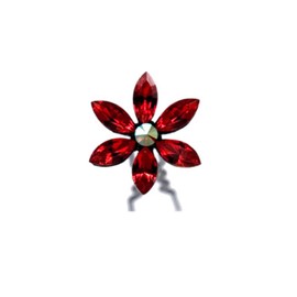 Large Decorative Hair Stick Daisy Flower Rhinestone Crystal Hair Bun Stick, Red