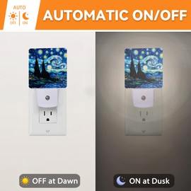 Van Gogh Starry Night Night Lights Plug into Wall Decorative Night Light Dusk to Dawn LED Lamp for Bedroom Bathroom Living Room
