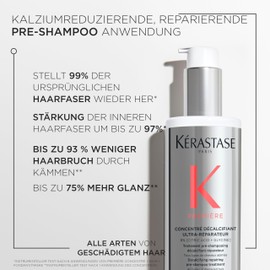 Kérastase Première, Repairing and Calcium-Reducing Pre Shampoo with Citric Acid and Glycine, Concentré Décalcifiant Ultra-Réparateur Hair Treatment, 250 ml