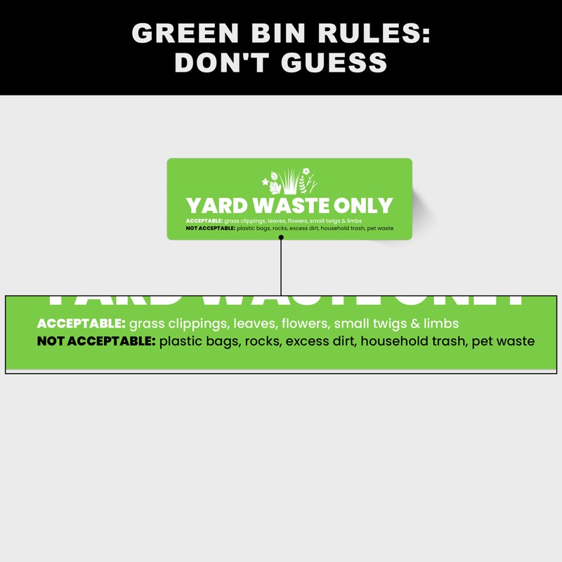 Yard Waste Sticker - Yard Waste Bin Sign - with