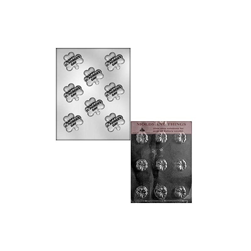 Leaf Clover chocolate candy mold, Shamrock with "Happy St. Patrick's