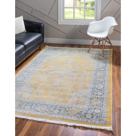 Unique Loom Baracoa Collection Area Rug - Prado (4' 3" x 6' 1" Rectangle, Yellow/ Ivory)