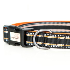 Long Paws Comfort Collar, Reflective, Padded Dog Collar, Medium, Black
