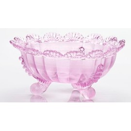Fruit Bowl - 3 Footed - American Made - Mosser Glass USA (Passion Pink)