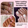 Gel Toe Nail Press ons kit with UV Light, French
