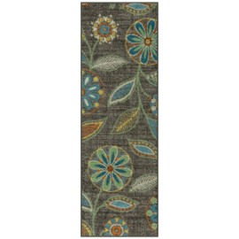 Maples Rugs Reggie Floral Runner Rug Non Slip Hallway Entry Carpet [Made in USA], Multi, 2 x 6