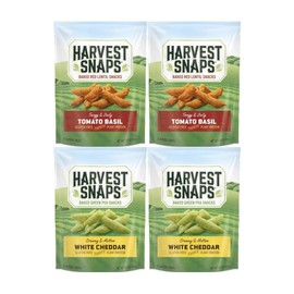 Variety Pack Snaps Veggie Chips, 2 Tomato Basil & 2 White Cheddar, 4 Pack, Healthy Snack, Gluten-Free, High in Fiber, Non-GMO