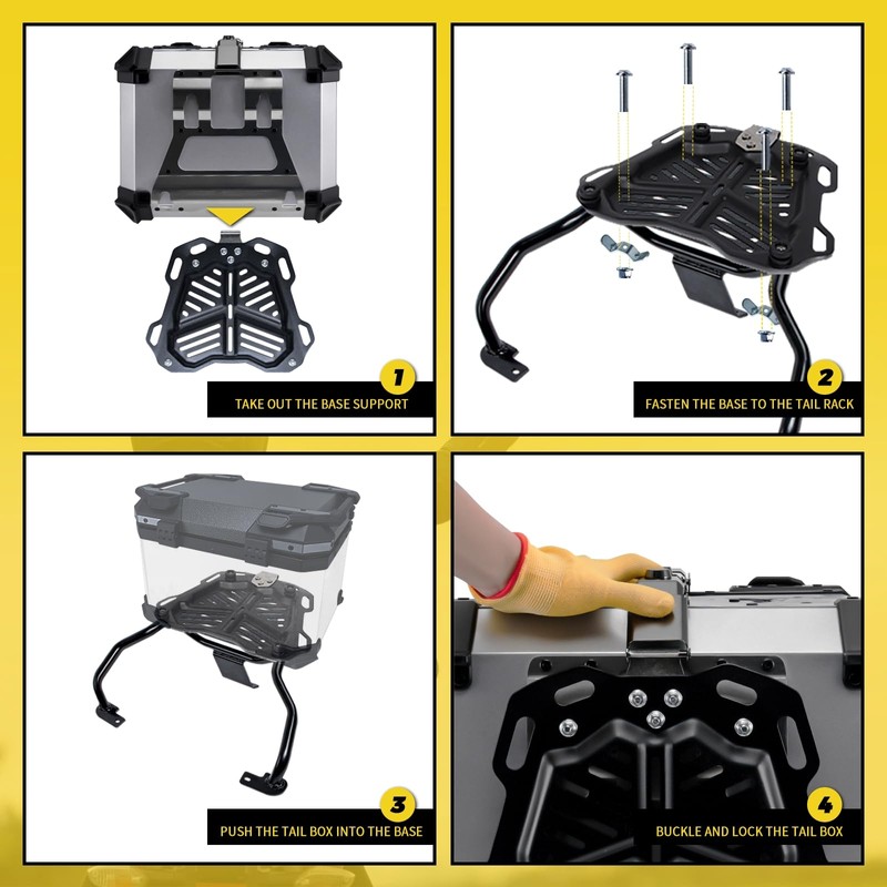 JAMTON 45L Motorcycle Top Case, Aluminum Motorcycle Tail Box Trunk