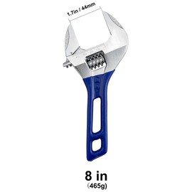 JTZXJJX 8-Inch Stubby Adjustable Wrench with 45MM Wide Jaw Opening for Plumbing Automotive and Industry Tight Spaces Work