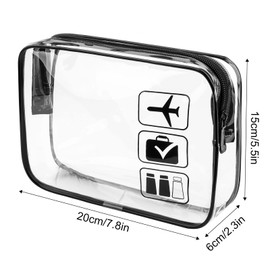 Transparent Cosmetic Bag, 3-Piece Travel Cosmetic Bag Set, Aeroplane PVC Cosmetic Bag, Waterproof Makeup Bag, Toiletry Bag, Transparent Travel for Men, Women, Children, Family, White, simple