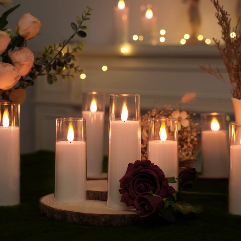 Amagic Pure White Flameless Candles, Battery Operated Candles, Acrylic Flickering
