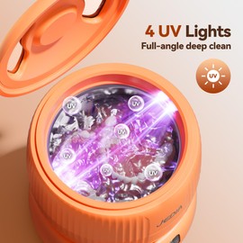 JEDIA Ultrasonic Retainer Cleaner – Fall Thanksgiving Gift Idea | Denture Cleaner Machine with 4 Modes, 45kHz Sonic Cleaning for Mouth Guard, Jewelry, Braces & Removable 180 ML Tank – Orange