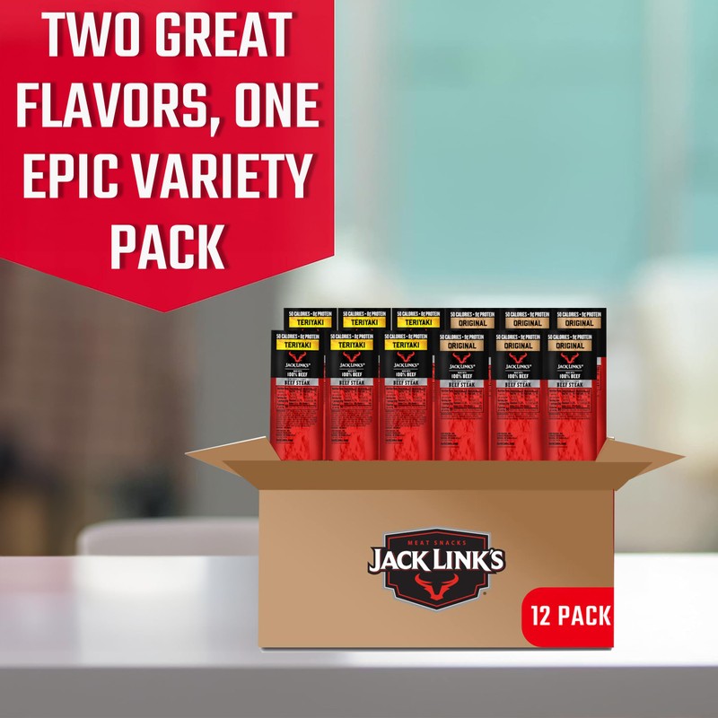 Jack Link's Beef Steak, Original and Teriyaki - Protein Snacks,