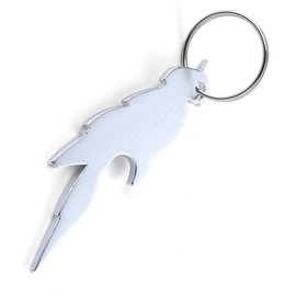 Komonee Parrot Silver Bottle Opener Key Chain Metal Wildlife Bird Key Ring Novelty Animal Keychain Keyrings (Pack of 10)