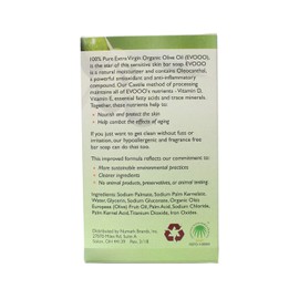 Conti Castile Pure Organic Olive Oil Sensitive Skin Bar Soap 3.5 Ounce (Pack of 5)