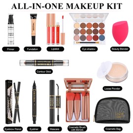 LYMYBETY All In One Makeup Kit for Women Full Kit, Cosmetic Make Up Starter Kit, Travel Makeup Kit, Makeup Gift Sets for Women, Palette Eyeshadow Foundation Lip Gloss for Teenage & Adults (Style A)