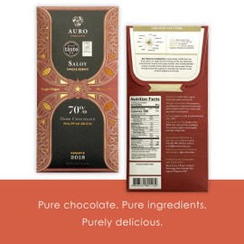 Auro Reserve Saloy 70% Dark Chocolate 3 Pack - Filipino Chocolate - Premium, Made At Origin, Direct Trade, Bean-to-Bar, Woman Owned, BIPOC Owned - Vegan, Gluten-Free - Bundle