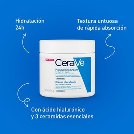 CeraVe Crema Hidratante Diaria para Rostro y Cuerpo, Piel Seca a Muy Seca, Hidratación por 24 Horas, con Ceramidas Esenciales y Ácido Hialurónico, 454 g