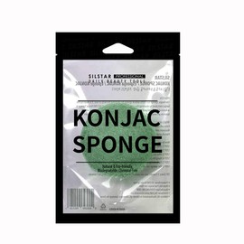 SILSTAR PROFESSIONALシルスタープロフェッショナル こんにゃくスポンジ フェイシャルスポンジ バススポンジ 乾燥肌や成熟肌のための素晴らしいクレンジング - シダーグリーン 103