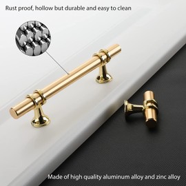 Leulan 5 Pack Kitchen Cabinet Handles Gold Cabinet Pulls 3 Inch Brushed Gold Drawer Pulls for Dresser Bathroom Modern Kitchen Hardware for Closet and Cupboard, Zinc Alloy Base