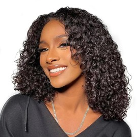 Nipkocy Bob Wig Human Hair Short Deep Curly 16inch 180% Density 13x6 Frontal Hd Lace Wig Wet And Wavy Deep Wave Lace Front Wigs Human Hair For Black Women 100 Real Curly Human Hair Natural Black
