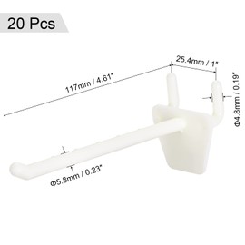 sourcing map Plastic Pegboard Hooks 4 Inch Fits 1/4 Inch Holes Pegboards for Store Garage Office, Pack of 20