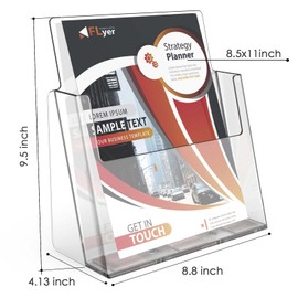 MaxGear Acrylic Brochure Holder 8.5 x 11 inches, Plastic Flyer Holder Pamphlet Holder Literature Holder Clear Brochure Display Stand, Acrylic Countertop Organizer for Magazine, Booklets, Menu, 2 Pack