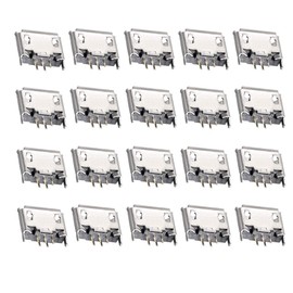 bnafes 20PCS Micro USB Female Socket Connector Jack Port, 5-Pin 180 Degree, Replacement Adapter