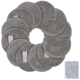 KinHwa Makeup Remover Pads Reusable Make-Up Pads Washable Microfibre Make-Up Pads Face Super Soft Facial Cleansing Pads with Laundry Bag Light Grey Pack of 12