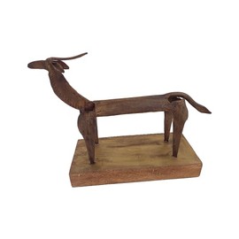 DeKulture Reindeer Statue | Recycled Iron Christmas Figurine | Tabletop Holiday Decor (10x3.5x7 Inches)