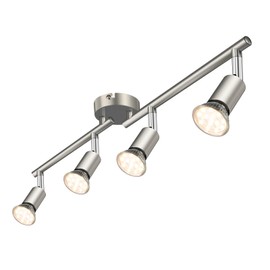 Defurhome Defurhome LED Deckenleuchte Drehbar, 4 Flammig Strahler Deckenlampe Spot,Modern Deckenstrahler (Mattes Nickel) fr Kche, Wohnzimmer, Schlafzimmer, inkl. 4 x 4W GU10 Lampen (400LM, warmwei?)