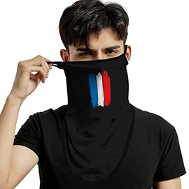 ShopINess Unisex Bandana Face Mask Scarf Face with Ear Loops Rave Balaclava Neck Gaiters Dust Cloth Washable Wind Motorcycle Mask - French Flag, multicoloured