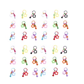 36Ps 9 Colors Acrylic Star Bell Keychain,Stars Colorful Keychainn Bulk,Plastic Keychain for Women Keys Backpack Keychains (Single star double ring bell)