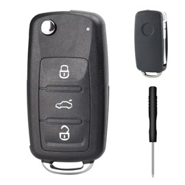 PNOOFR Car Key Casing, 3 Button Folding Car Remote Key, Flip Key Case Case, Key Shell Remote Control, Compatible with Volkswagen VW Jetta Golf Passat Beetle