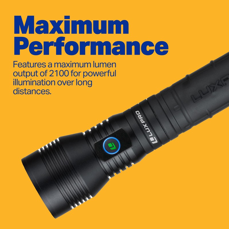 LUXPRO LP1305 High-Output, Long-Range Handheld Flashlight - 2000 Lumens -