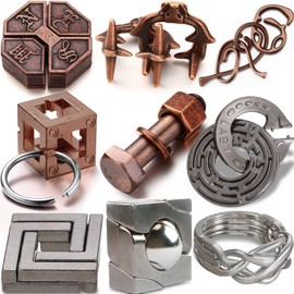 Wettarn 9 Rompecabezas de Metal 3D Rompecabezas de Acero para Adultos Rompecabezas de Desenredo Juguetes Juegos de Rompecabezas Mentales Educativos Inteligentes IQ para Adultos (Estilo Lindo)