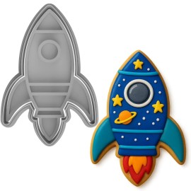 Mighty Gadget Space Rocket Cookie Cutter & Stamp Set, model A100 4"(4 x 2.6 inches)