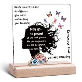Thank You Present for Coworkers Employee Leaving Gift for Colleagues Motivational Gift Acrylic Plaque Retirement Present for Women Inspirational Clear Desk Decorative Acrylic Plaque With Wooden Stand