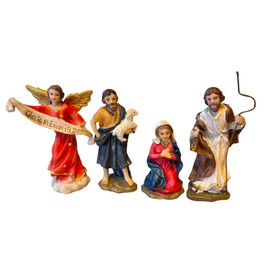 13-Piece nacimiento navideño Nativity Figurine Set. Hand-Painted Christmas Nativity Scene, 5" to 4" Tall.