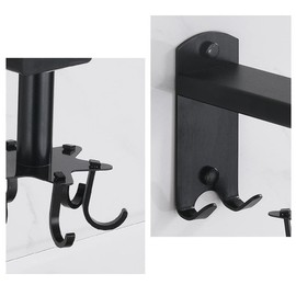 Whcctl Kitchen Swivel Hook, 360 Degree Rotating Kitchen Hook, Hanging Rail Pan Holder with 6 Hooks, Kitchen Swivel Hook, Wall Mounted Hook Shelf, for Storage in Kitchen, Bathroom and Office