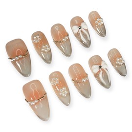 NeonNyx Luxury Handmade Press On Nails Kit - Reusable Salon-Quality Handmade Nails - 3D Acrylic Fake Nails with Glue & Adhesives - Divine Gleam (Medium)