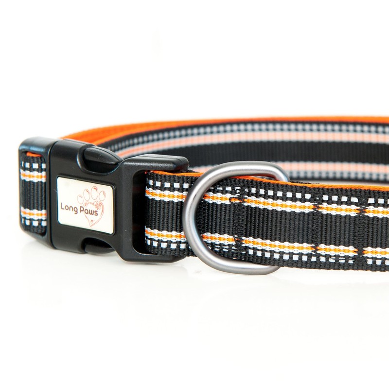 Long Paws Comfort Collar, Reflective, Padded Dog Collar, Small, Black