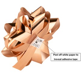 WRAPAHOLIC 16 Pcs Gift Bows Assortment - 14 Multi Colored Assorted Size Gift Bows (Rose Gold, Silver, White) and 2 Crimped Curling Ribbons, Perfect for Christmas, Holiday, Party