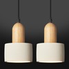 LBSQJ Modern Pendant Lights Cement White Chandelier Wooden Ceiling Lamps