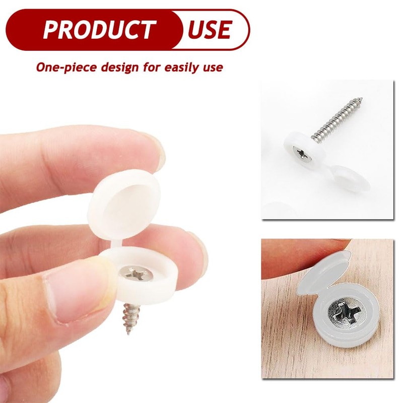 Aieino 150pcs Plastic Cover Caps for M4-M6 Screws, Snap Disc