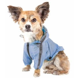 Dog Helios Torrential Shield Adjustable and Waterproof Dog Raincoat Poncho, MD, Blue