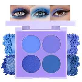 HHLTOH Eyeshadow Quads Glitter Matte Eyeshadow Palette,Blue Violet Lake Blue Dark Blue Shimmer Sparkly Eyeshadow Palette Makeup, Prom Eyeshadows Long-Lasting Waterproof Blue Women Girls Eye Shadow 1#