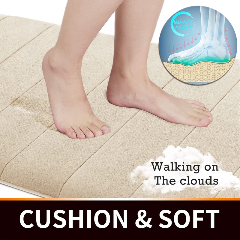 Yimobra Yimobra Memory Foam Bath Mat Set, 2 Piece, Cream